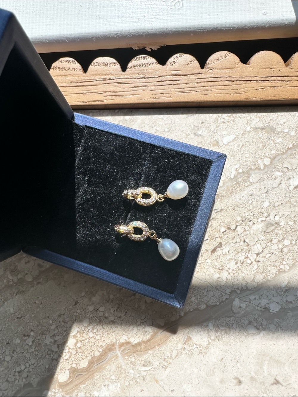 Dainty Freshwater Pearl Drop Earrings | 14K Gold plated | Elegant Dangle Jewelry